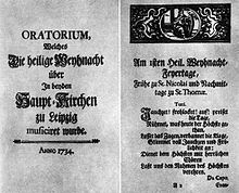 Titelseite aus dem Weihnachtsoratorium von J. S. Bach (1685 – 1750) J. S. Bach